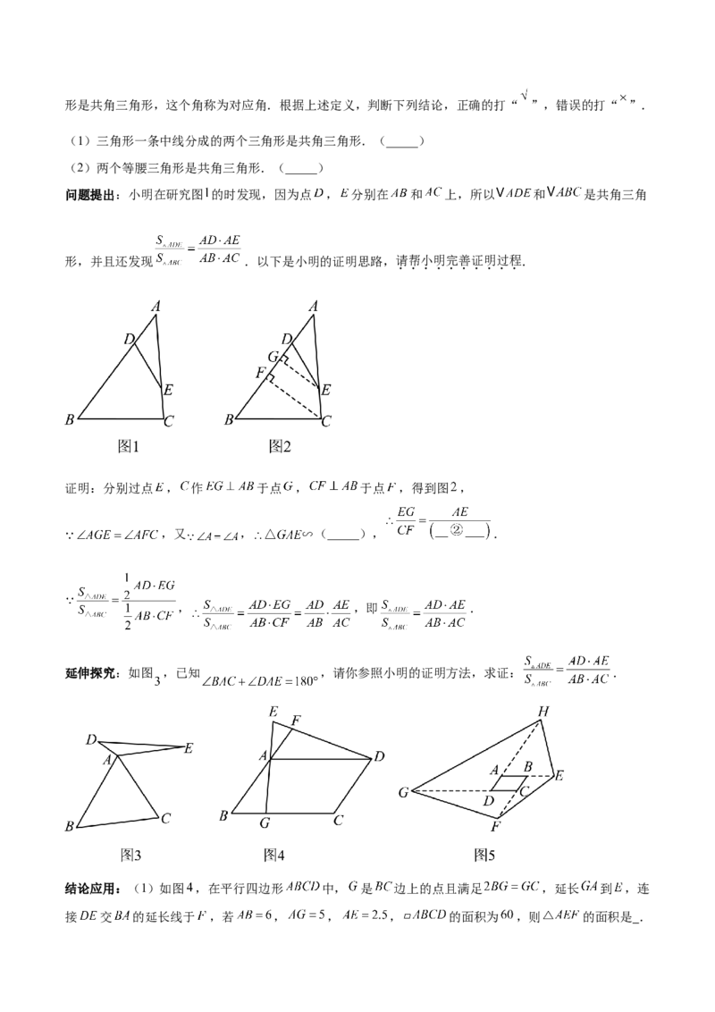 2025年中考数学几何模型综合训练（通用版）专题12三角形中的重要模型之面积模型解读与提分精练（教师版）_2数学总复习_2025中考复习资料_2025年中考数学几何模型综合训练(通用版)