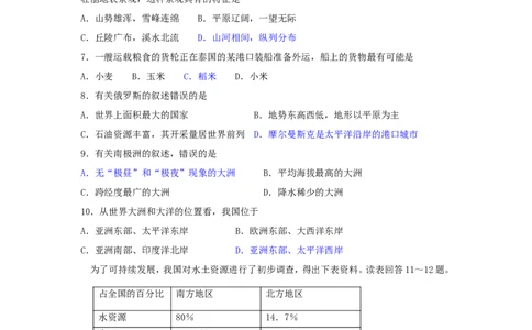 2010年-山东省菏泽市中考地理试题_中考真题_9.地理中考真题2015-2024年_地区卷_山东省_菏泽地理10-21
