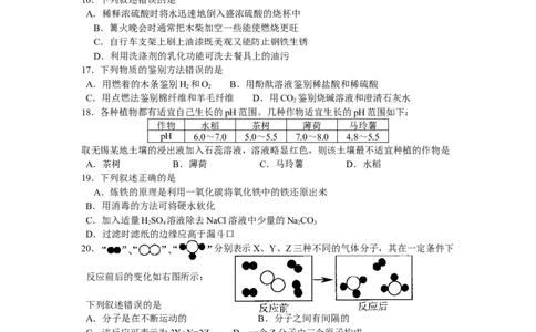 2008年江苏省无锡市中考化学试题及答案_中考真题_5.化学中考真题2015-2024年_地区卷_江苏省_无锡中考化学2008-2021年