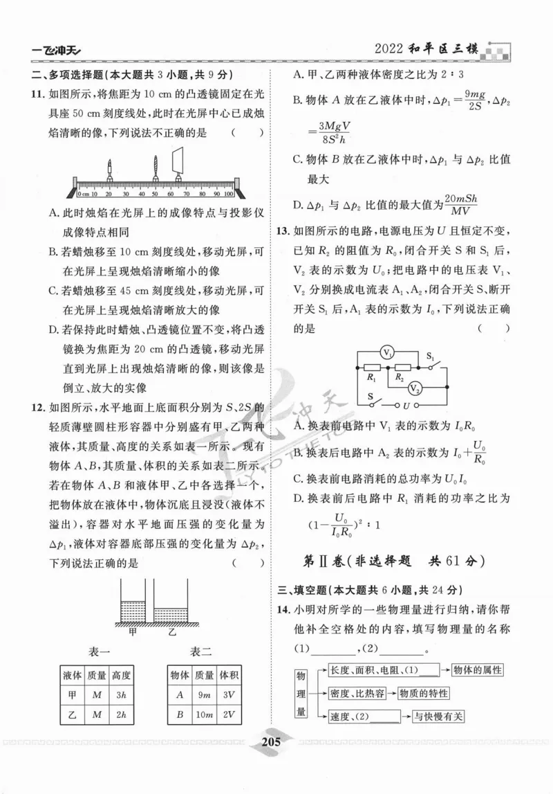 一飞冲天-中考模拟试题汇编-物理_《一飞冲天-中考专项》2026版_一飞冲天-中考模拟试题汇编（2024版）