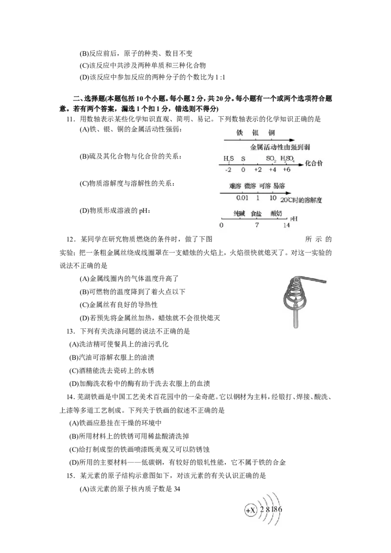 2009年山东省烟台市中考化学试题及答案_中考真题_5.化学中考真题2015-2024年_地区卷_山东省_烟台中考化学08-21