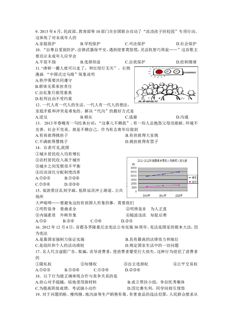 2013年江苏省扬州市初中政治试题_中考真题_7.政治中考真题2015-2024年_地区卷_江苏省_扬州中考政治08-22