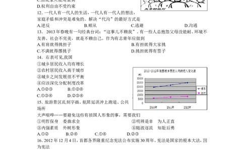 2013年江苏省扬州市初中政治试题_中考真题_7.政治中考真题2015-2024年_地区卷_江苏省_扬州中考政治08-22