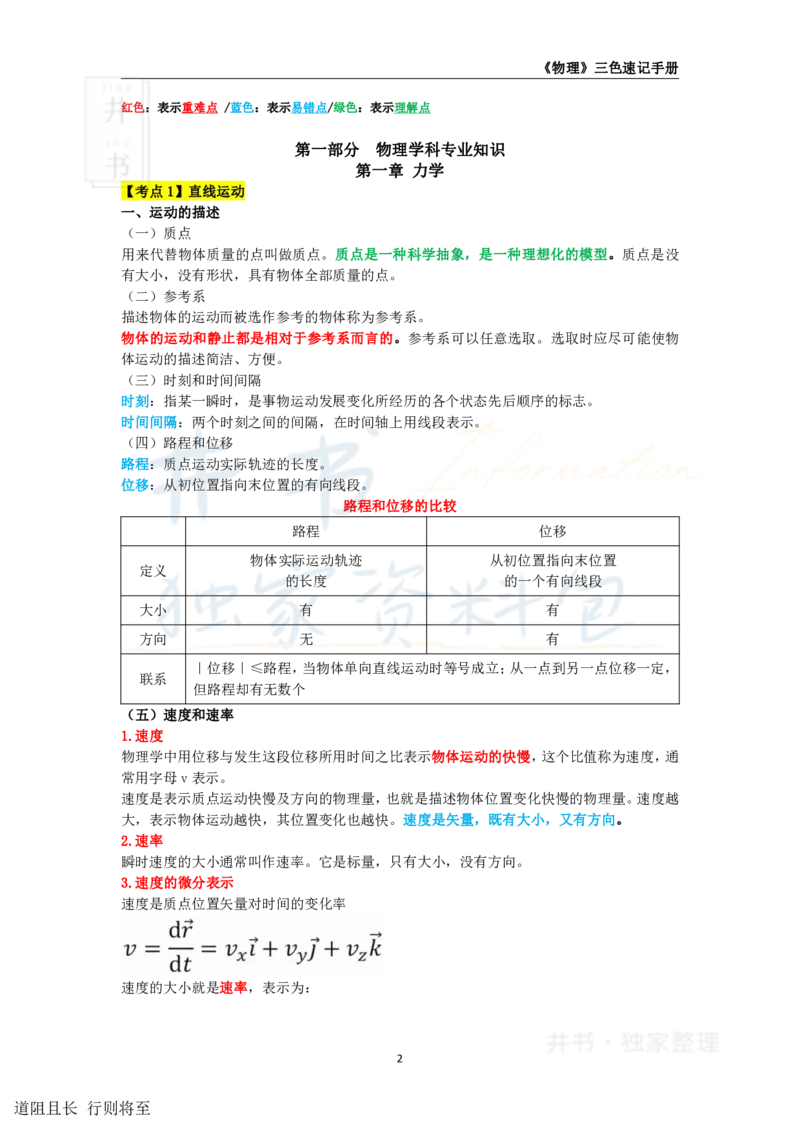 井书&middot;独家资料包教师资格《（高中）物理》三色速记手册（独家整理）_教资_初高中2026教资_25下教师资格证_科三高中各科资料汇总_井书&middot;独家资料包高中各科资料汇总