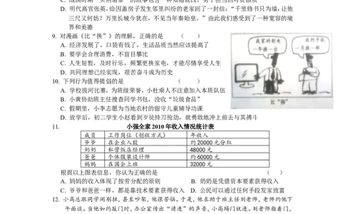 2011年山西省中考政治试题与答案_中考真题_7.政治中考真题2015-2024年_地区卷_山西中考政治2008---2021年（山西省统一试卷）