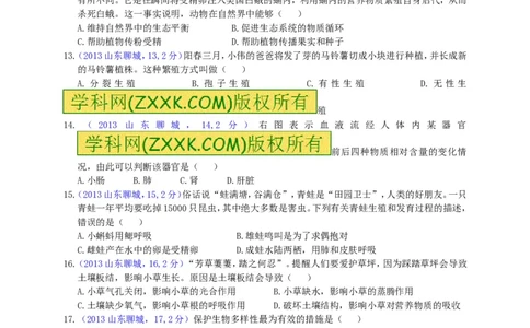 2013年聊城市中考生物试卷_中考真题_8.生物中考真题2015-2024年_地区卷_山东省_山东聊城生物10-22