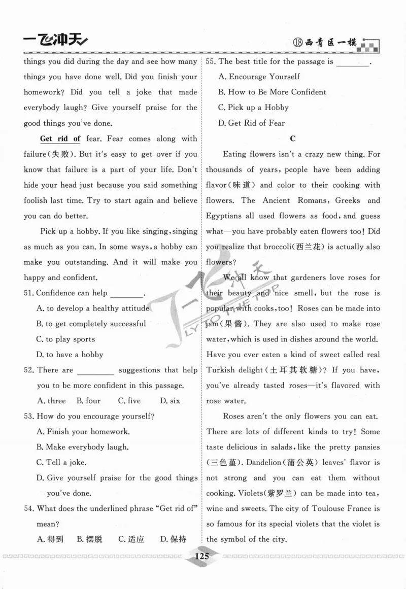 一飞冲天-中考模拟试题汇编-英语_《一飞冲天-中考专项》2026版_一飞冲天-中考模拟试题汇编（2024版）