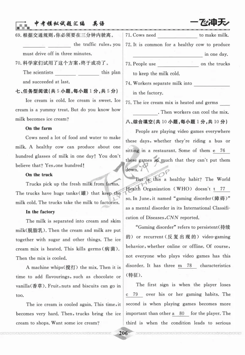 一飞冲天-中考模拟试题汇编-英语_《一飞冲天-中考专项》2026版_一飞冲天-中考模拟试题汇编（2024版）