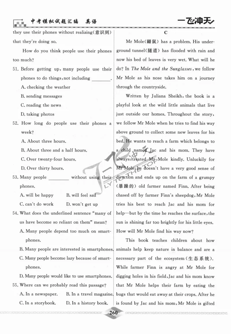 一飞冲天-中考模拟试题汇编-英语_《一飞冲天-中考专项》2026版_一飞冲天-中考模拟试题汇编（2024版）