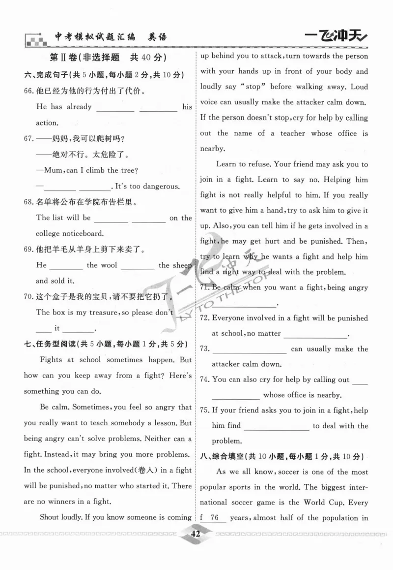 一飞冲天-中考模拟试题汇编-英语_《一飞冲天-中考专项》2026版_一飞冲天-中考模拟试题汇编（2024版）