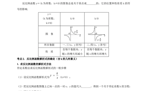 2025年中考数学一轮复习学案：3.3反比例函数（学生版）_2数学总复习_2025中考复习资料_2025年中考数学一轮复习学案（全国通用）