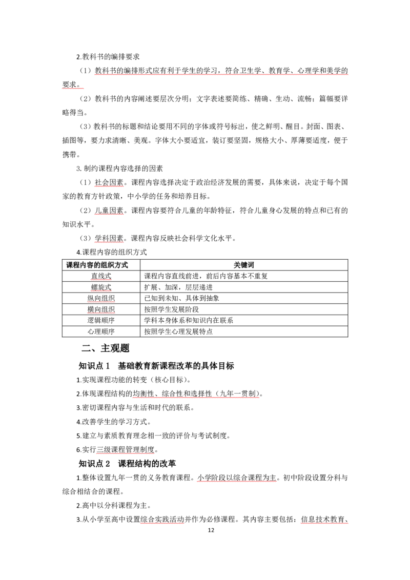 小学教育教学知识与能力考前必备知识清单&middot;小学_教资_教资笔试高频考点清单（科一+科二）