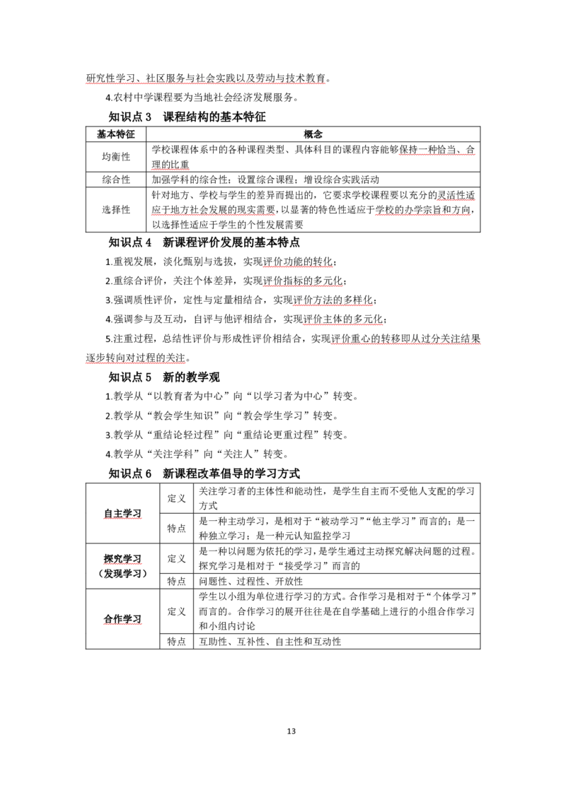 小学教育教学知识与能力考前必备知识清单&middot;小学_教资_教资笔试高频考点清单（科一+科二）