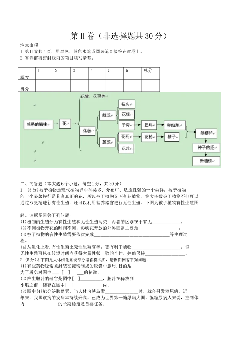 2011年德州市中考生物试题及答案_中考真题_8.生物中考真题2015-2024年_地区卷_山东省_山东德州生物11-20