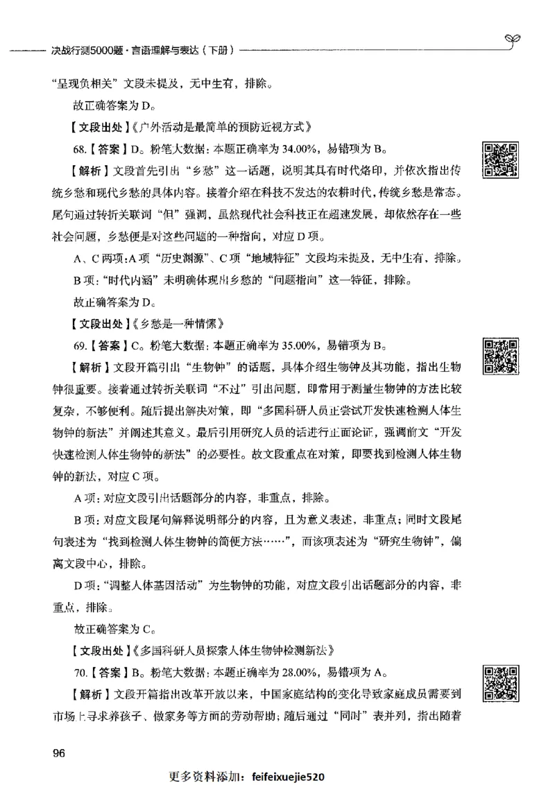 04言语表达（答案）2023年5月版_26吉林考备考资料包_11省考刷题包_04决战行测5000题_行测5000题2023年5月版次