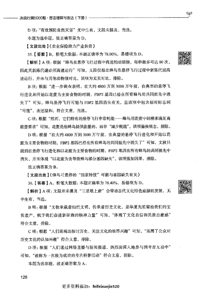 04言语表达（答案）2023年5月版_26吉林考备考资料包_11省考刷题包_04决战行测5000题_行测5000题2023年5月版次