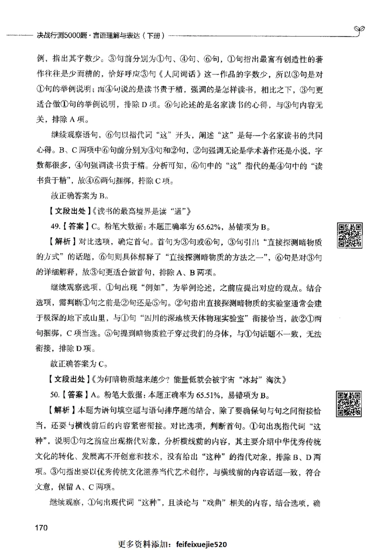 04言语表达（答案）2023年5月版_26吉林考备考资料包_11省考刷题包_04决战行测5000题_行测5000题2023年5月版次