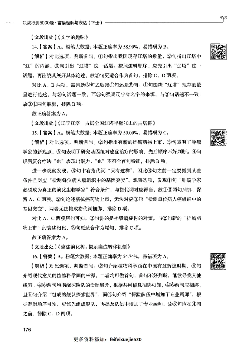 04言语表达（答案）2023年5月版_26吉林考备考资料包_11省考刷题包_04决战行测5000题_行测5000题2023年5月版次