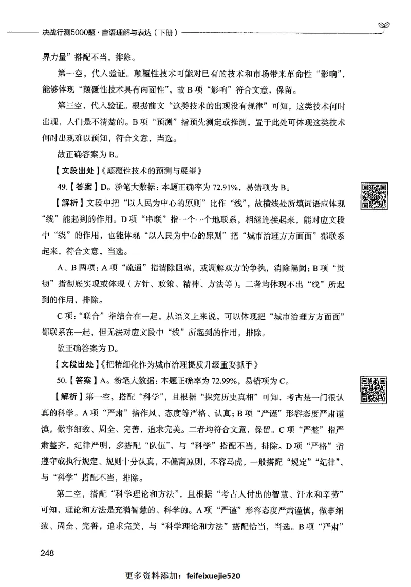 04言语表达（答案）2023年5月版_26吉林考备考资料包_11省考刷题包_04决战行测5000题_行测5000题2023年5月版次