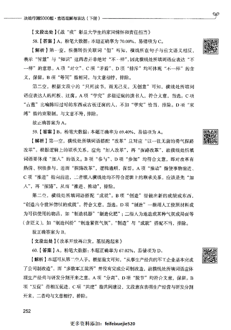 04言语表达（答案）2023年5月版_26吉林考备考资料包_11省考刷题包_04决战行测5000题_行测5000题2023年5月版次