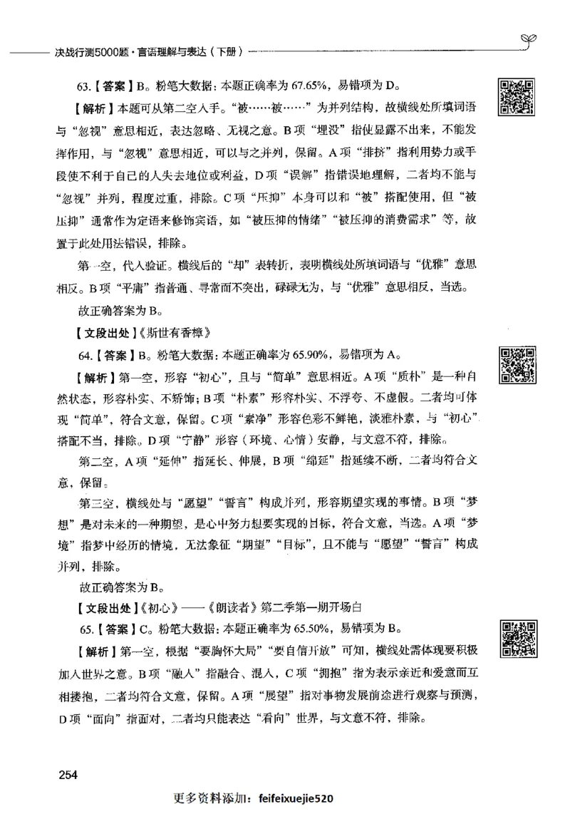 04言语表达（答案）2023年5月版_26吉林考备考资料包_11省考刷题包_04决战行测5000题_行测5000题2023年5月版次