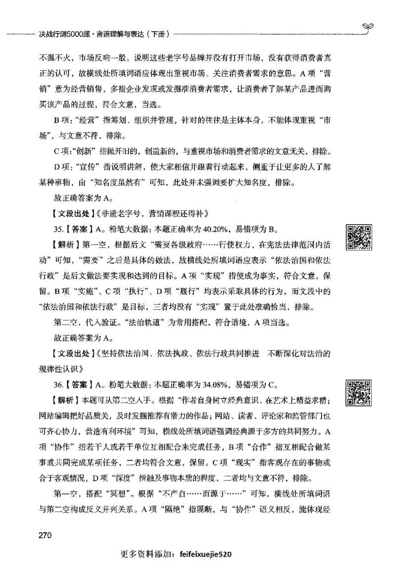 04言语表达（答案）2023年5月版_26吉林考备考资料包_11省考刷题包_04决战行测5000题_行测5000题2023年5月版次