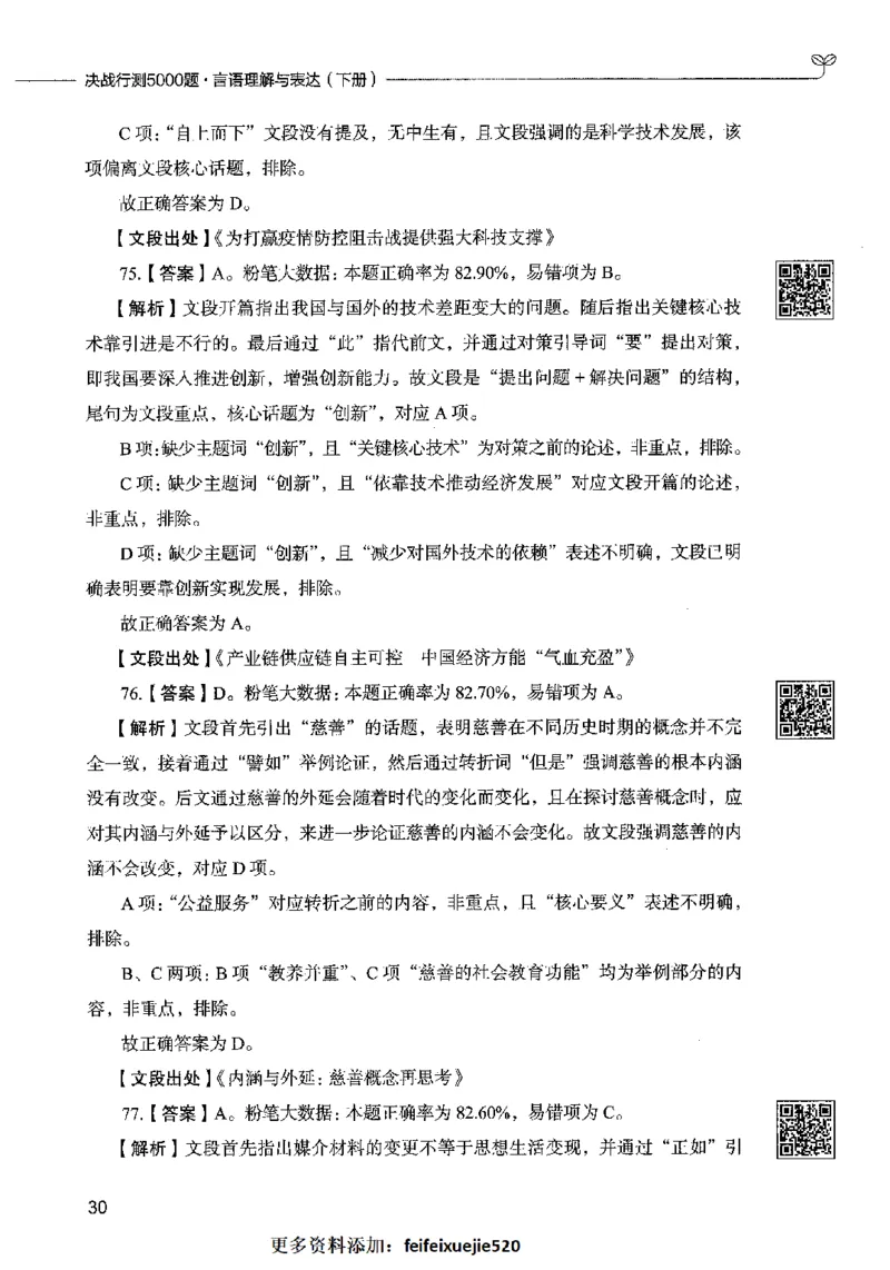 04言语表达（答案）2023年5月版_26吉林考备考资料包_11省考刷题包_04决战行测5000题_行测5000题2023年5月版次