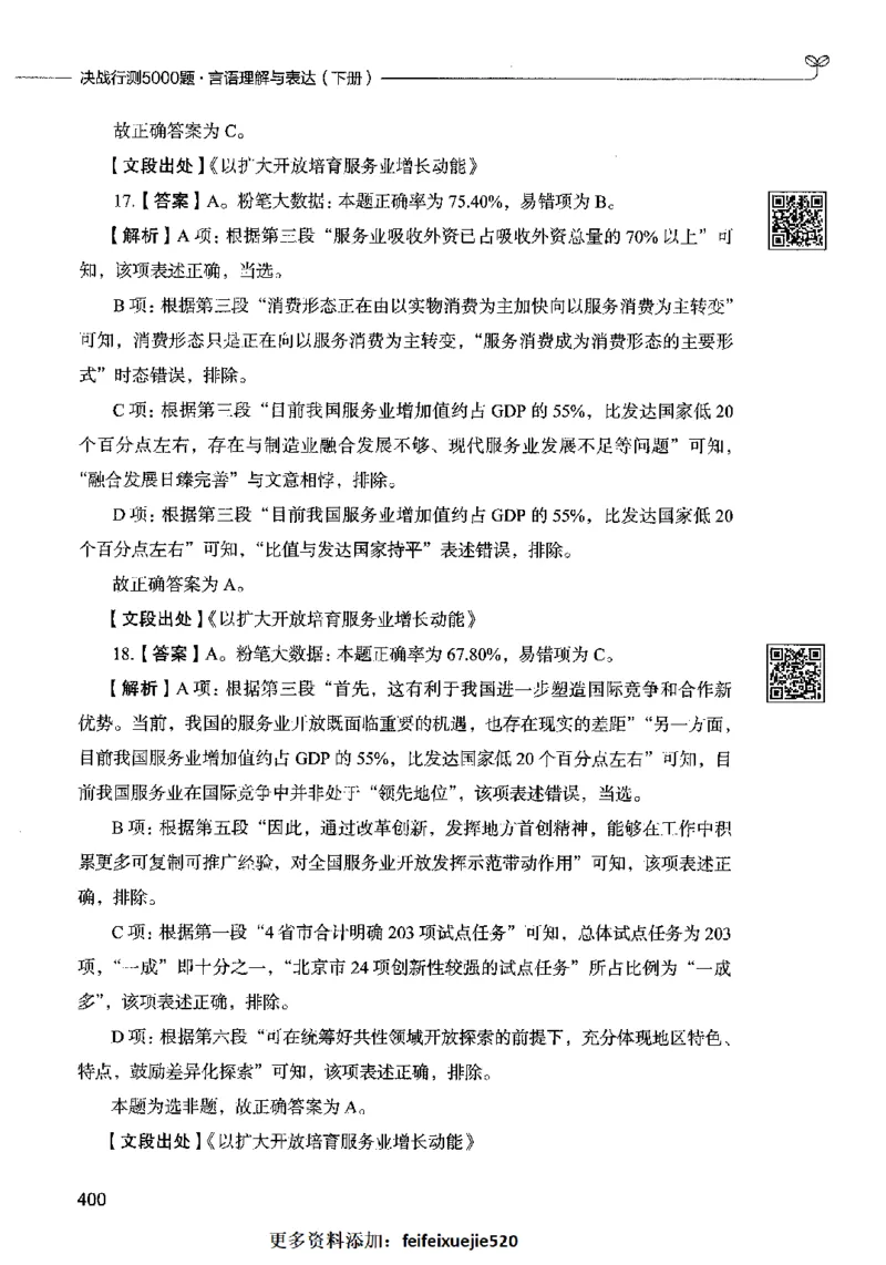 04言语表达（答案）2023年5月版_26吉林考备考资料包_11省考刷题包_04决战行测5000题_行测5000题2023年5月版次