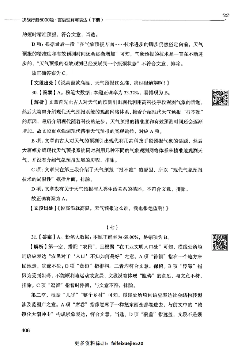 04言语表达（答案）2023年5月版_26吉林考备考资料包_11省考刷题包_04决战行测5000题_行测5000题2023年5月版次
