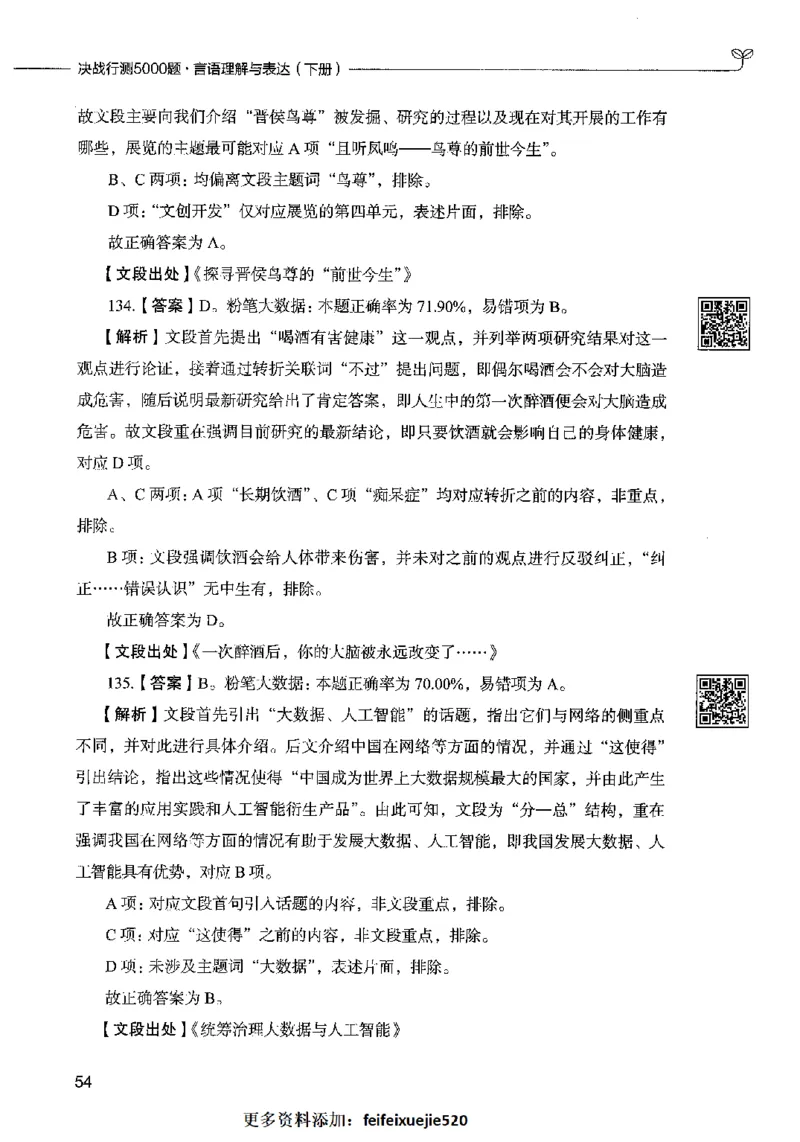 04言语表达（答案）2023年5月版_26吉林考备考资料包_11省考刷题包_04决战行测5000题_行测5000题2023年5月版次