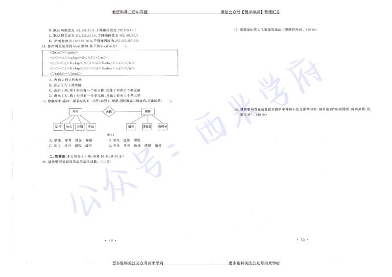 16年上-19年下-初中信息技术真题-题本_4-教培资料-26年最新资料-同步更新_初中高中教资_03科三专项（进去保存报考的学科即可）_初中_初中信息技术通关资料包_2.真题历年真题