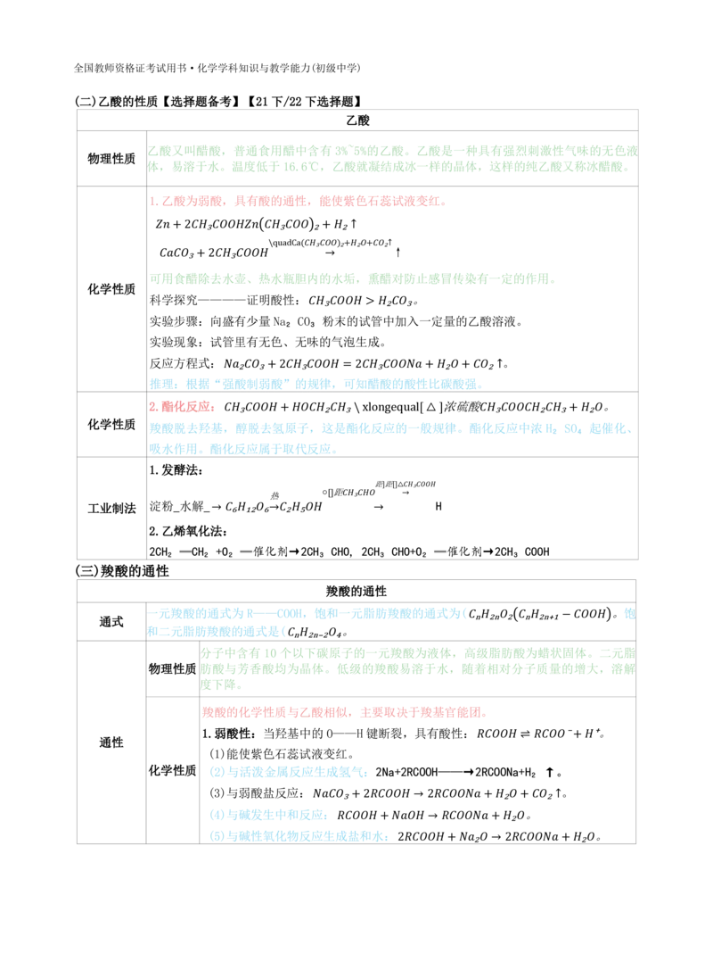 初中化学-学霸笔记111页_教资_初高中2026教资_26上资料（持续更新）_初中科三_初中科目三资料合集①_初中化学