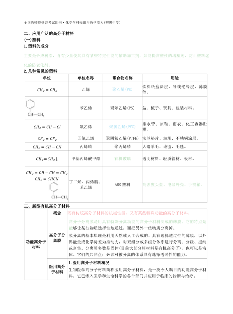 初中化学-学霸笔记111页_教资_初高中2026教资_26上资料（持续更新）_初中科三_初中科目三资料合集①_初中化学