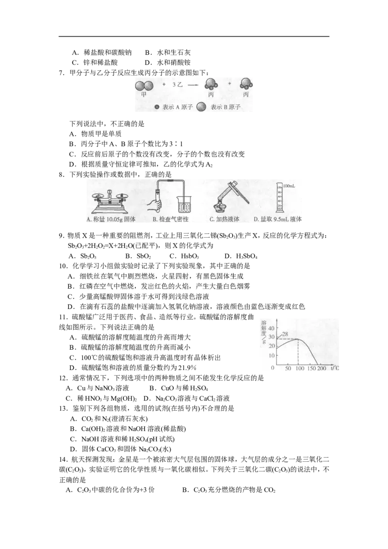 2010年潍坊市中考化学试卷及答案_中考真题_5.化学中考真题2015-2024年_地区卷_山东省_山东潍坊中考化学08-21