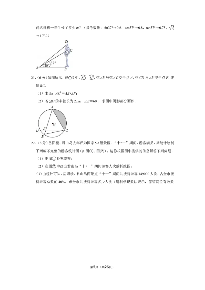 2012年湖南省岳阳市中考数学试卷_中考真题_2.数学中考真题2015-2024年_地区卷_湖南省_岳阳数学11-22