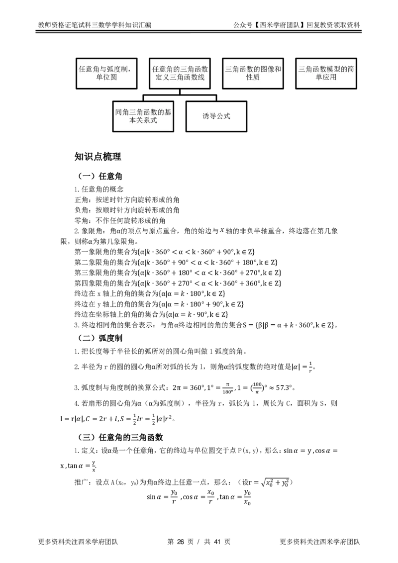 高中教材-知识汇编_教资_25下资料合集二_25下最新科三知识点汇编+思维导图-高中_08.数学_03.思维导图+知识汇编