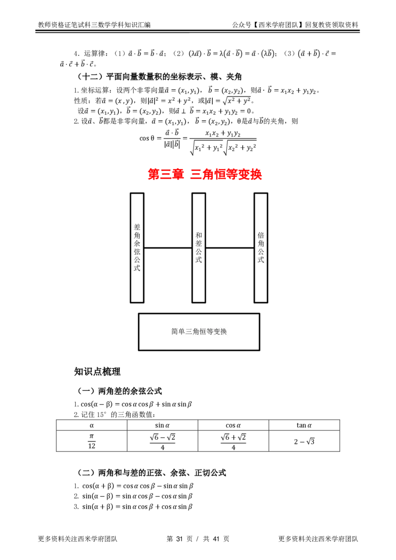 高中教材-知识汇编_教资_25下资料合集二_25下最新科三知识点汇编+思维导图-高中_08.数学_03.思维导图+知识汇编