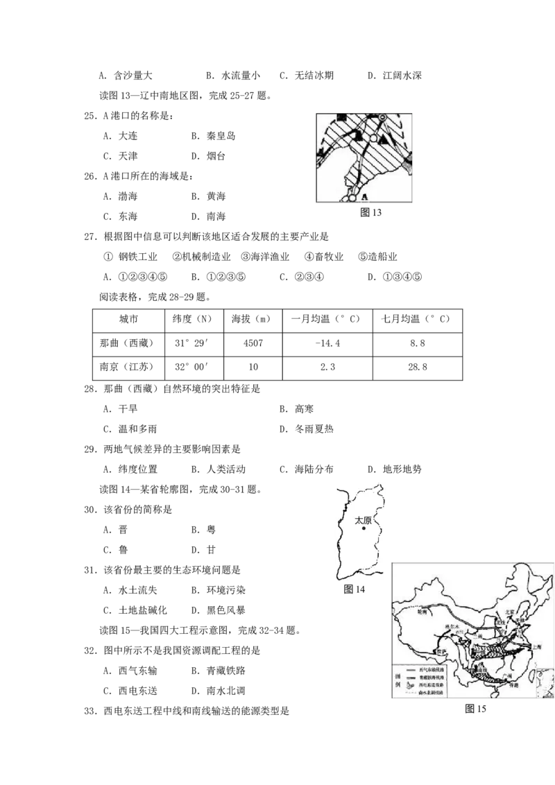 2012年青岛市中考地理试题真题含答案_中考真题_9.地理中考真题2015-2024年_地区卷_山东省_青岛地理