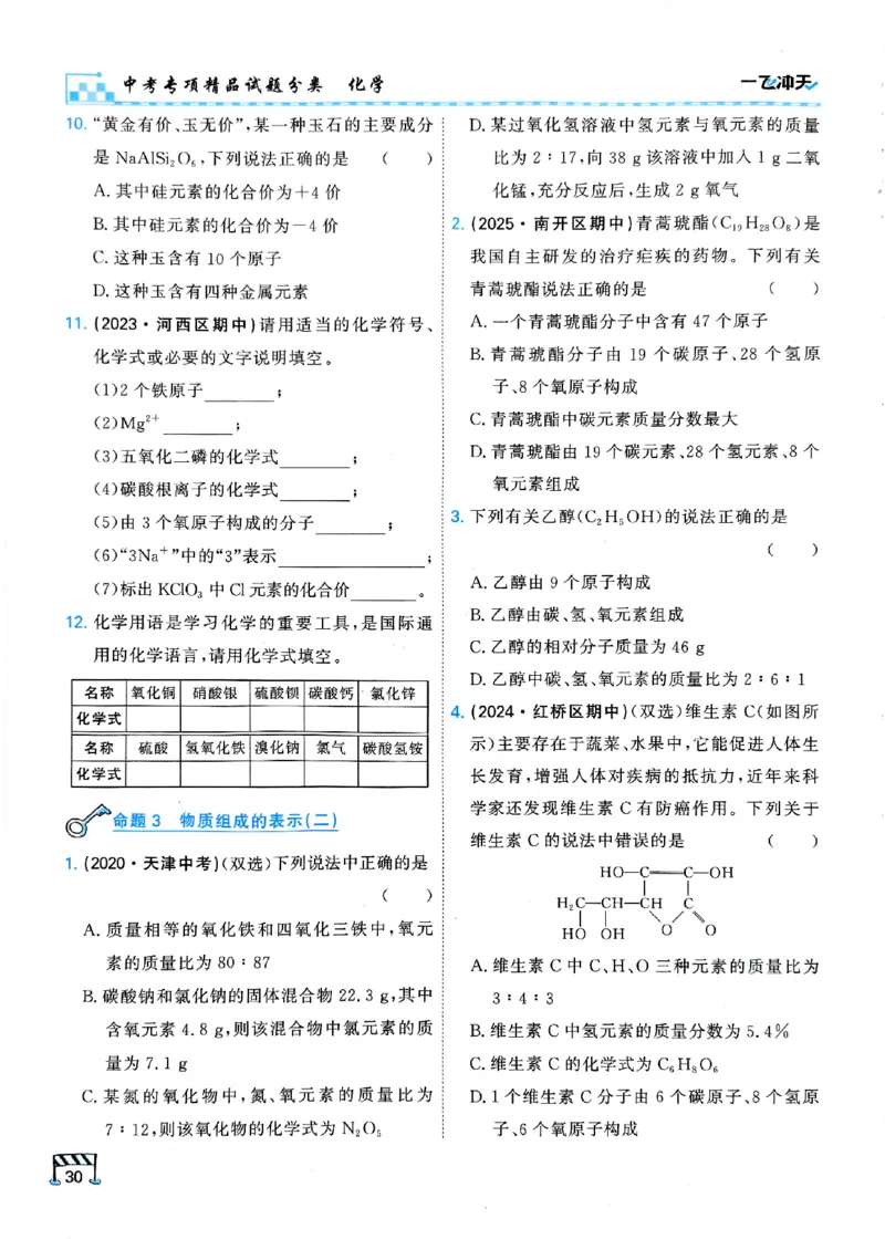 一飞冲天-中考专项精品试题分类-化学_《一飞冲天-中考专项》2026版_一飞冲天-中考专项（2026版）
