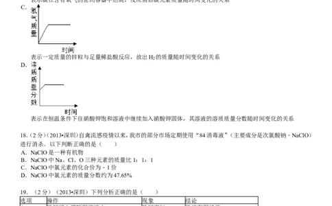 2013年广东省深圳市中考化学试题及参考答案_中考真题_5.化学中考真题2015-2024年_地区卷_广东省_广东深圳中考化学2008---2021年
