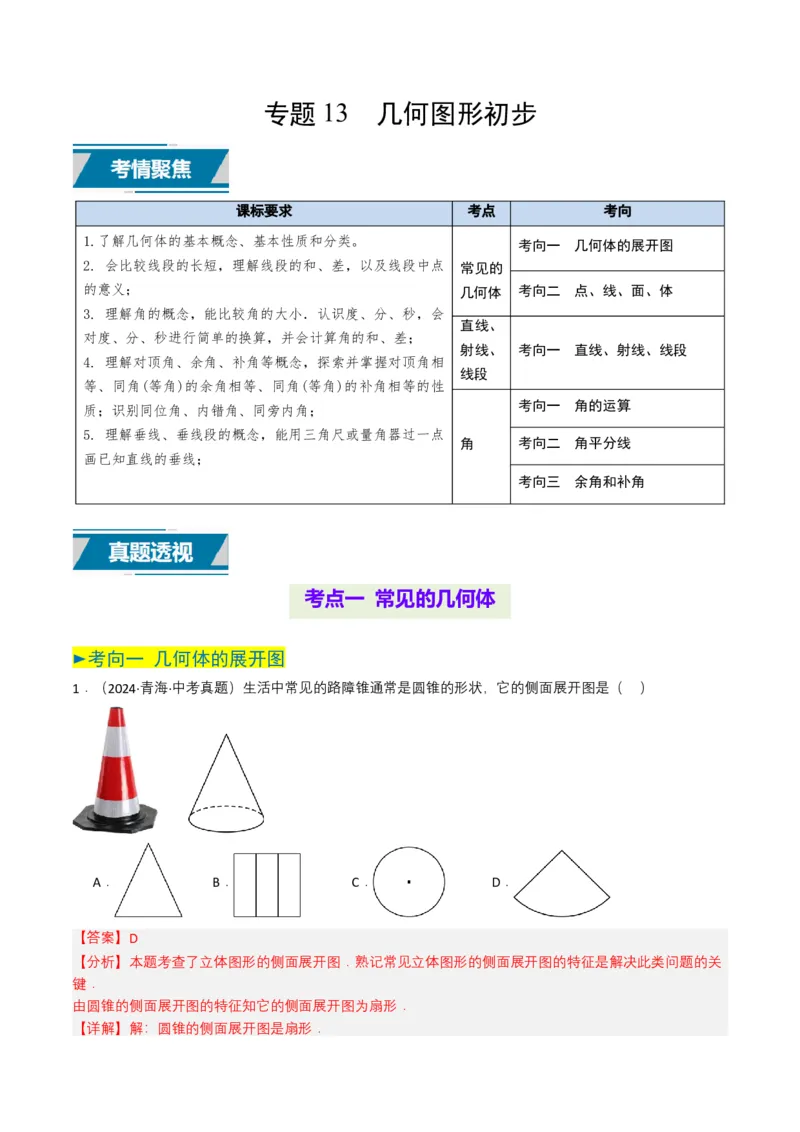 专题13几何体的展开图（解析版）_2数学总复习_2025中考复习资料_备战2025年中考数学真题题源解密（全国通用）