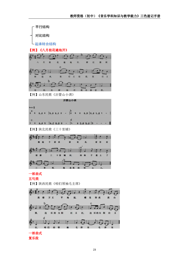 教师资格《（初中）音乐》三色速记手册_教资_33教资笔试历年真题汇总（科一+科二+科三）_科三真题_02初中科三各科电子资料包合集_音乐（空）