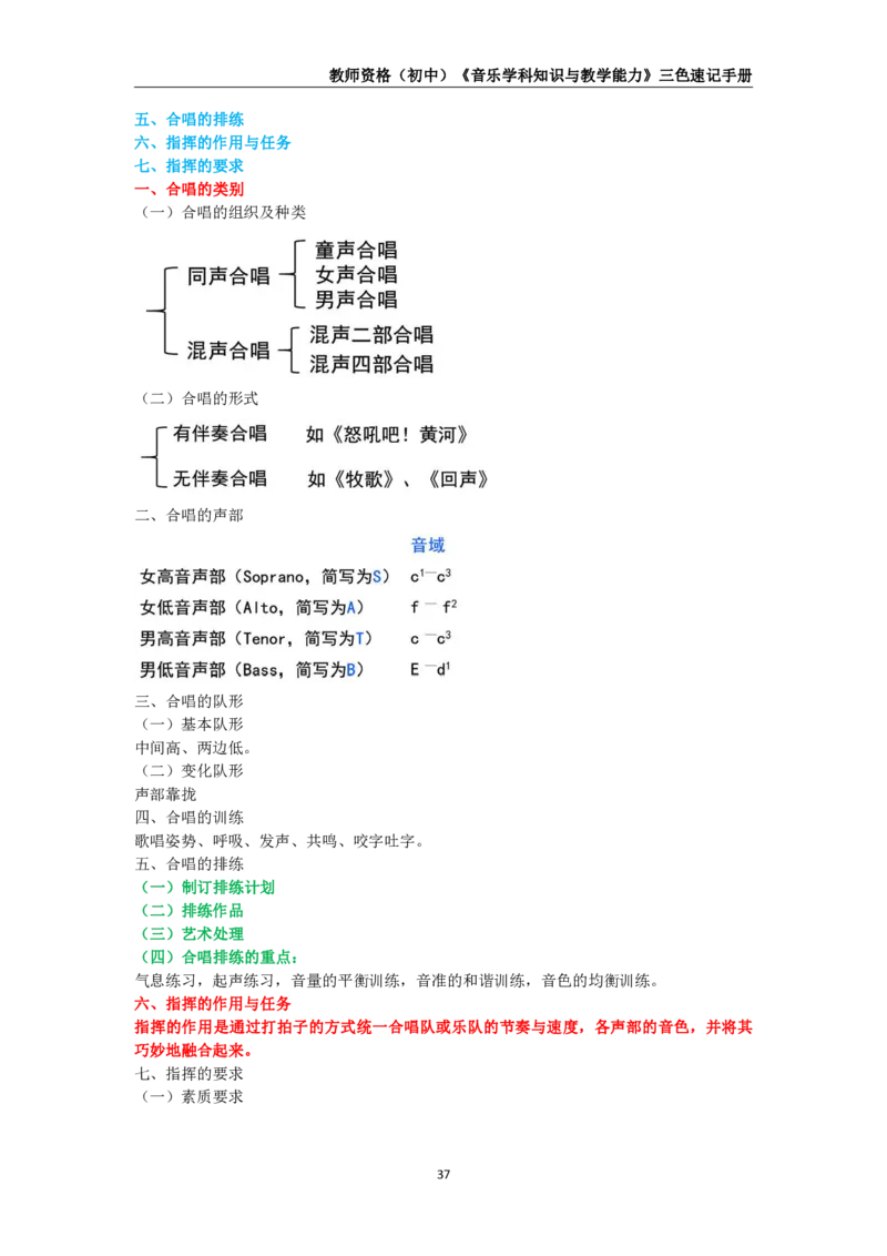 教师资格《（初中）音乐》三色速记手册_教资_33教资笔试历年真题汇总（科一+科二+科三）_科三真题_02初中科三各科电子资料包合集_音乐（空）