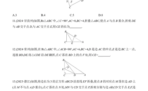 专项训练08　图形折叠的相关计算2025年中考数学一轮专题复习强化练习（含答案）_2数学总复习_2025中考复习资料_2025年中考数学一轮专题复习强化练习（含答案）