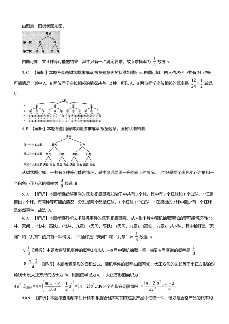 专题16概率知识点梳理及专项练习（含解析）_2数学总复习_2025中考复习资料_2025年中考数学一轮复习知识点梳理及专项练习
