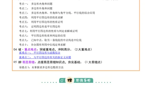 专题12多边形与平行四边形（2大模块知识梳理+10个考点+2个重难点+1个易错点）（原卷版）_2数学总复习_2025中考复习资料_2025年中考数学一轮知识梳理
