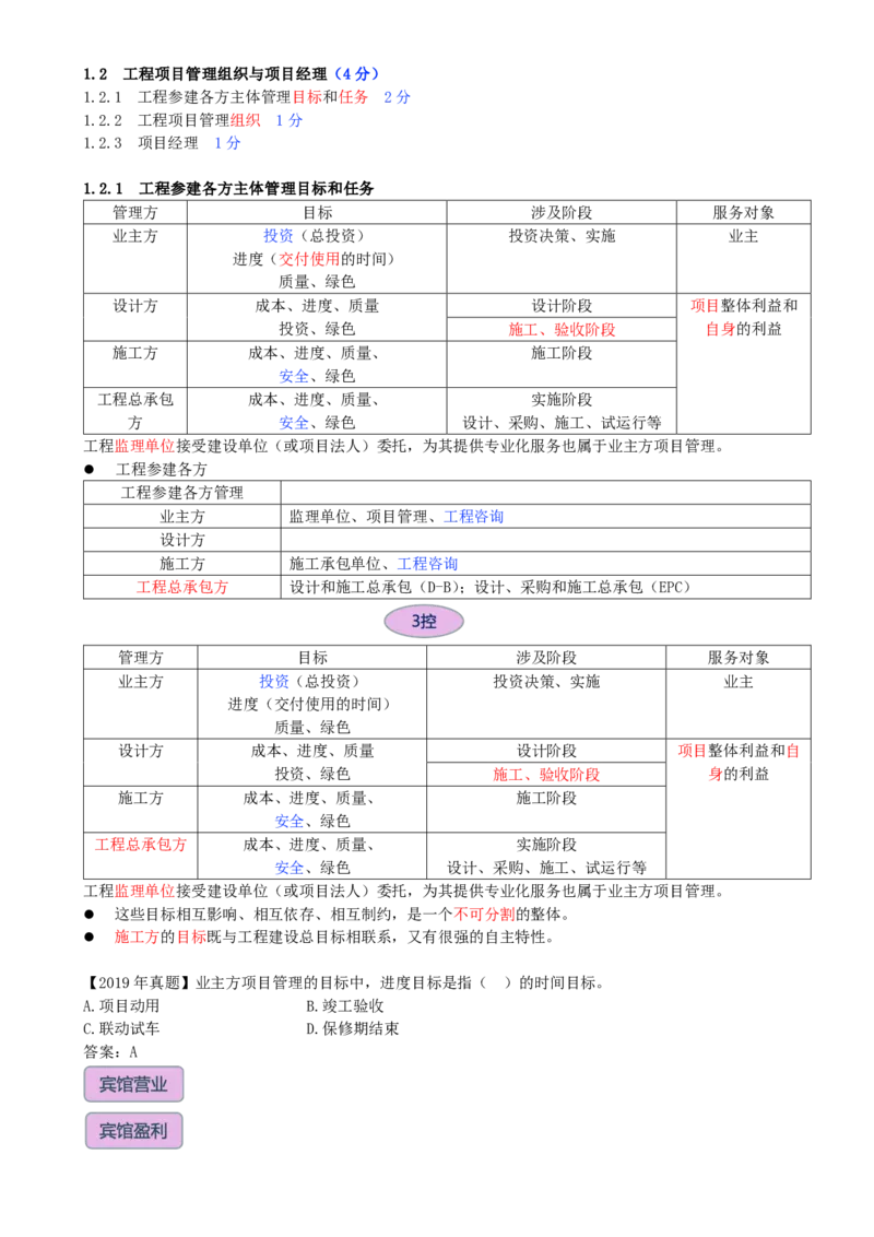 08-第1章-1.2.1-工程参建各方主体管理目标和任务(1)_2026年一级建造师_2026年一建管理_2025年一建管理SVIP_02-基础精讲✿高端面授✿深度强化_金月_讲义