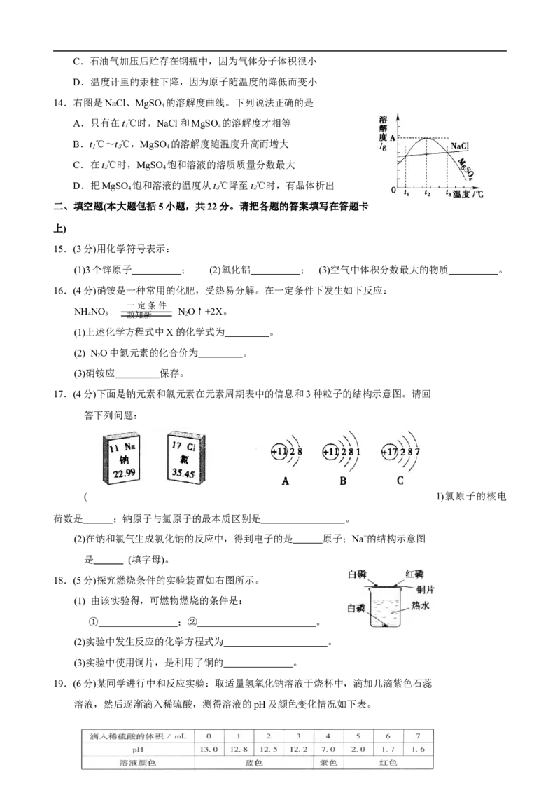 2010年广东省中考化学试题及答案_中考真题_5.化学中考真题2015-2024年_地区卷_广东省_广东化学（广东省统一试卷）08-22