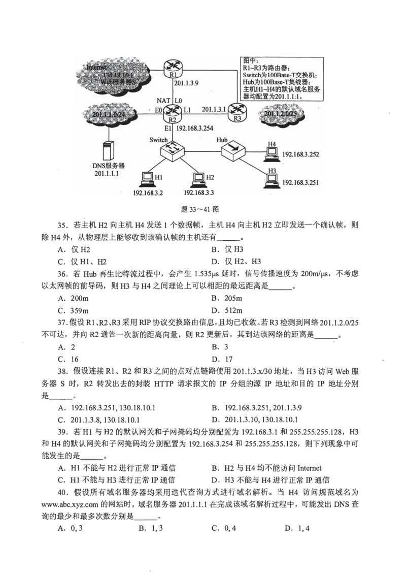2016年计算机408统考真题_408计算机统考历年真题_2009-2025计算机408统考真题