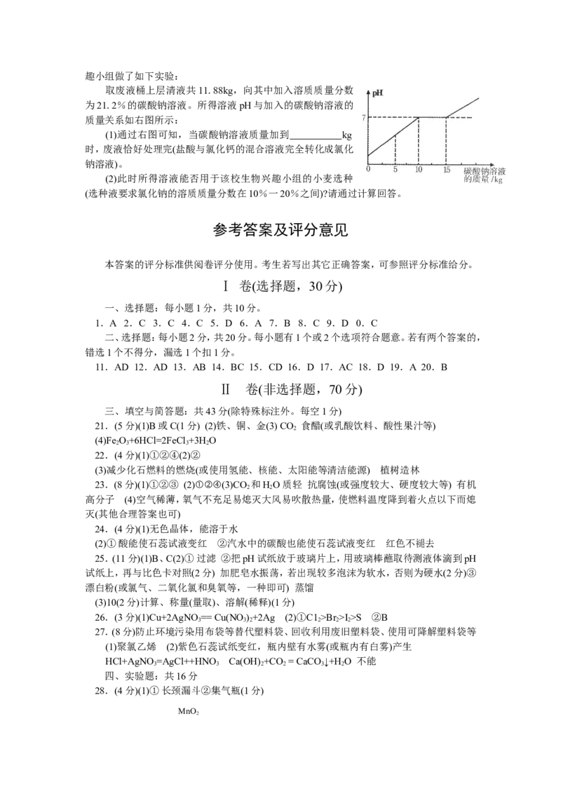 2008年山东省烟台市中考化学试题及答案_中考真题_5.化学中考真题2015-2024年_地区卷_山东省_烟台中考化学08-21